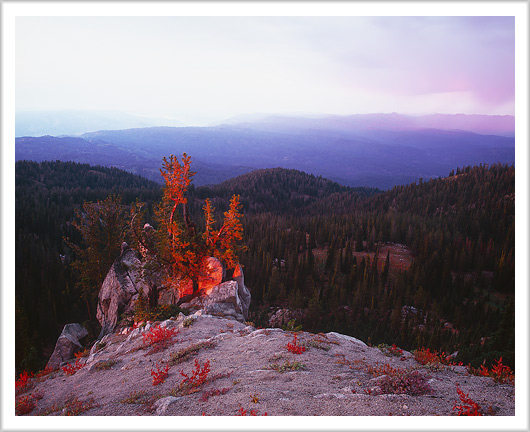 Red Sunset Light on Idaho Mountains
